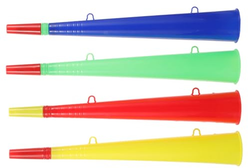 Milisten 4piezas Trompeta De Plástico Para Aficionados Al Deporte De Bocina De Colores Brillantes Para Deportivos Para Fiestas y Conciertos Estadios