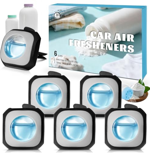Scent-Hi Désodorisant Voiture, Parfum Voiture, Parfum Poudre pour Bébé, Parfum Puissant et Durable, Pour Élimination Et Prévention Des Odeurs, Jusqu'à 30 jours de Parfum pour Déodorant (4ml x 6 pièce)