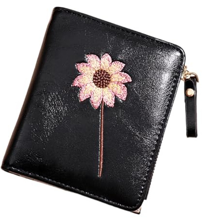 Abaodam Portafoglio Pieghevole Donna in Pu Chiusura a Cerniera, Design Compatto e Trama Floreale, Morbido al Tatto, come Regalo di Compleanno
