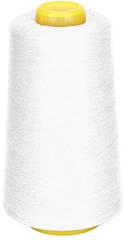 Polyester sytrådsspole Slitstark handsömnadssnöre för gör-det-själv skräddarsy Hantverk Symaskinlinje 3000 Yards (Vit)