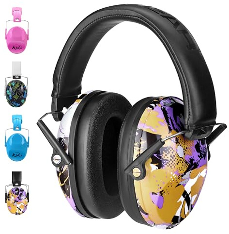 Casque anti-bruit pour enfants de 3 à 14 ans - SNR 28 dB - Protections auditives pliables et réglables - Cache-oreilles insonorisées pour concerts, feux d'artifice, studio, idéal pour l'autisme