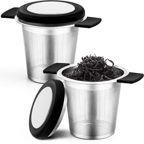 2 Pezzi Infusore per Tè in Acciaio Inossidabile, Filtri Maglia Fine Con Grande Capacità e Doppi Manici, Adatto per Teiere e Tazze, Lavabile in Lavastoviglie(D'argento)