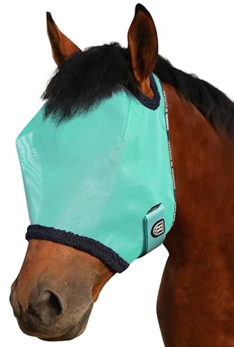 Harrison Howard Masque anti-mouches pour cheval tout maille UV protecteur avec bordure rembourrée en polaire Menthe XL