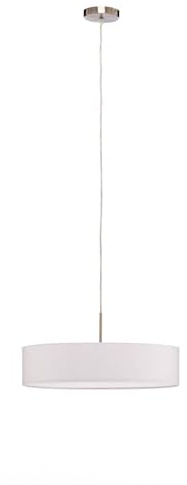 Lindby Pendelleuchte Textil rund 50 cm, Hängeleuchte Stoff weiß Hängelampe 3x E27 ohne Leuchtmittel Wohnzimmerlampe Schlafzimmerleuchte Esszimmer