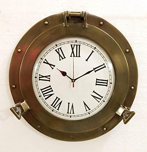 Vintage in ottone marino navigazione nave oblò 38,1 cm nave finestra orologio da parete