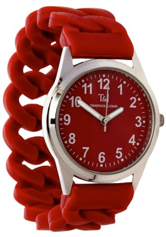 T&J Tavistock & Jones Ladies Watch (Burgundy) Stretch Bracelet Wrist Watch for Women, Easy to Read Analog Quartz Ladies Watches, Dia. 30mm, Watches for Women - Fully Guaranteed