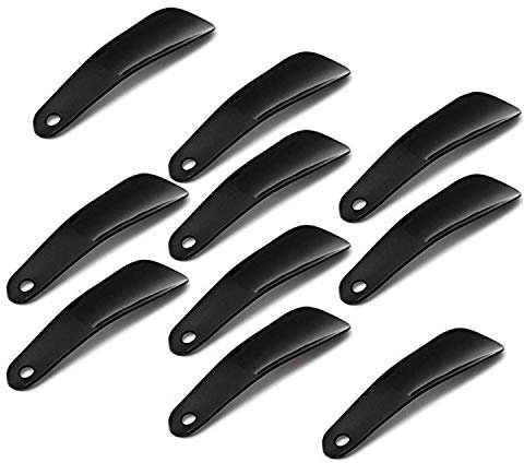 XMHF 4 Inches Shoes Horn Small Black Plastic Fit Your Heel Children Shoes Horn 10Pcs