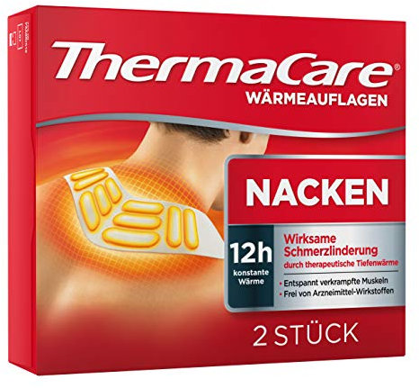ThermaCare Nackenumschläge – Wärmeumschläge für Schulter & Nacken zur Linderung von Nackenschmerzen – Tiefenwärme zum Entspannen & Lockern der Muskeln – 2 Stück pro Packung