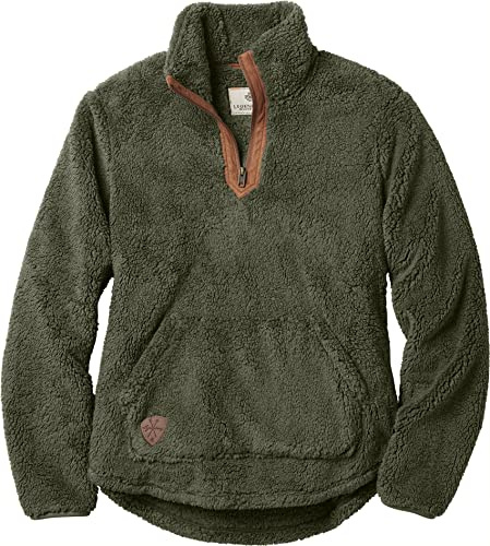 Legendary Whitetails Women's Fuzzy Hide Fleece Pullover 1/4 Zip, Army, X-Large