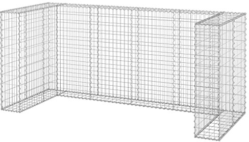 vidaXL Gabionenwand für Mülltonnen Gabione Mülltonnenbox Gabionen Mülltonnenverkleidung Steinkorb Müllbox Verzinkter Stahl 254x100x110cm