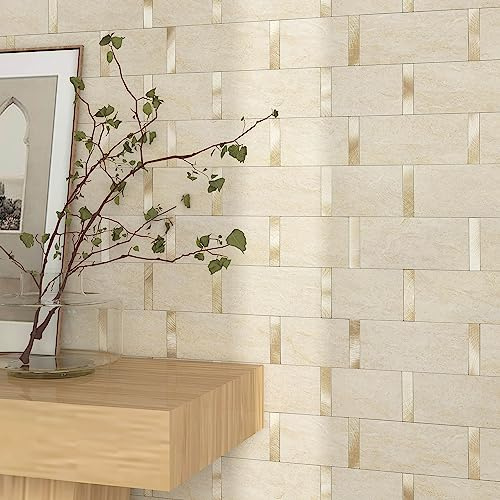 M MOFIT Stick on Wall Tiles Splashback Kitchen Bathroom Beige 10pcs