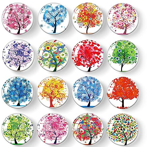 MORCART Lot de 16 aimants pour réfrigérateur, arbre pour tableau magnétique, réfrigérateur, tableau blanc, cuisine, tableau d'affichage, bureau, enfants et adultes