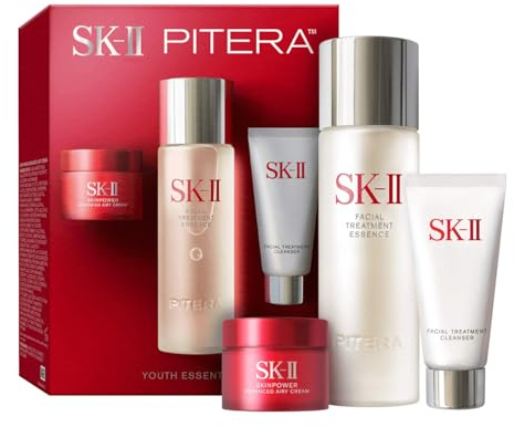 SK-II Youth Essentials Skin Care Set - Includes Facial Cleanser, Facial Essence & SKINPOWER Face Cream - Anti Aging Skin Care Set to Reduce Fine Lines & Improve Uneven Texture (3 Count)