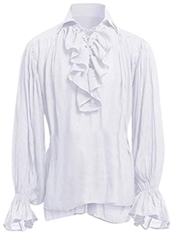 Mittelalter Hemd Herren Rüschenhemd Gothic Kleidung Herren Shirt Steampunk Herren Langarmshirt Viktorian Viking Pirat Vintage Renaissance Hemden für Männer Halloween Kostüm Karneval Cosplay Tops