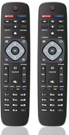 (2-Pack) for Philips TV Remote Replacement, Compatible with All Philips LED/LCD/HDTV/UHD Smart TVs (NH500UP)