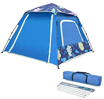 Automatisches Camping-Popup-Zelt für 3–4 Personen, eine Tür und DREI Fenster, Doppellagiges, wasserdichtes Kuppelzelt, großes Familienzelt, wasserdic