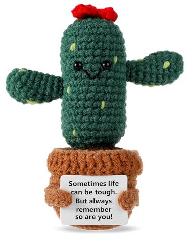 lasuroa Positive Cactus, 13,5cm Fatto a Mano Patata Positiva Giocattolo Divertente Patata Positiva Divertente Carino Bambola Regali con Carta di Incoraggiamento per Decorazioni per Feste in Casa