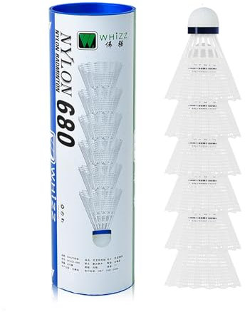 BAIHUALIN Whizz Federbälle Badminton Bälle Langlebige Nylon-Kork Badmintonbälle für Indoor und Outdoor Spiele, 6er Weiß