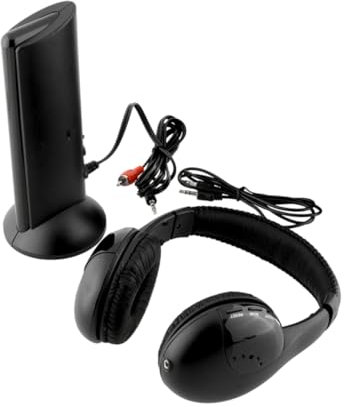 Housoutil Wireless Headphone Bundle Mm Jacks Stereo Sound Built-in for Tv Radio Use