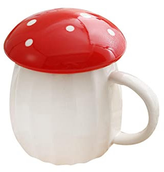 Pleayietoopiatiey Tasse en forme de champignon avec couvercle Cadeau durable pour jus d'orange Boisson Petit déjeuner Rouge 12 x 8,5 x 8,2 cm