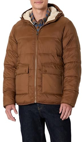 Amazon Essentials Piumino imbottito impermeabile a maniche lunghe foderato in sherpa Uomo, Marrone, XXL