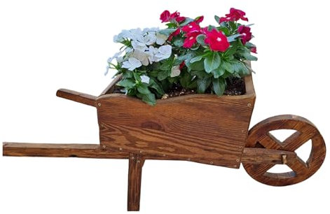 Generico Fioriera in legno d'abete realizzata a mano a forma di carriola