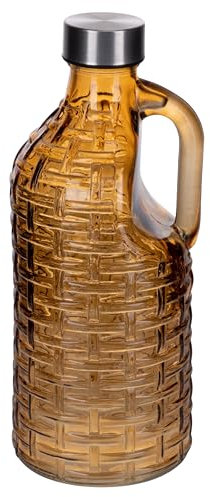 Villa d'Este Home Tivoli 1996 Lot de 3 bouteilles d'eau 1l en verre avec poignée, bouchon en plastique PP et acier inoxydable, Dulce de Leche