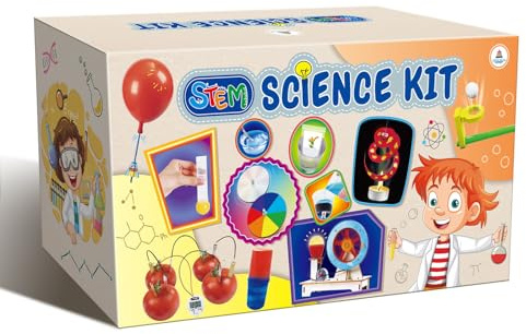 UNGLINGA 30 CTIM Stem Experimentos para Niños - Caja de Experimentos Científicos con Juguetes Generador Manual, Batería de Fruta, Ilusiones Ópticas e Ilusiones