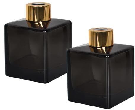 Colexy 2 flaconi vuoti per diffusore di vetro, 150 ml, piccole bottiglie per aromaterapia, bagno, ufficio (grigio fumo)