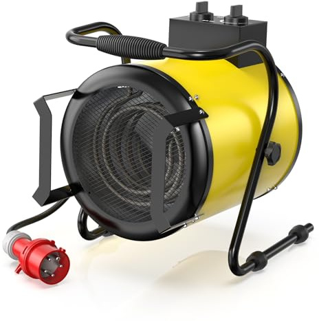 DAHTEC 5000W Enhanced Industrial Electric Heater - Portable & Steel Casing - Space Fan Heaters - Thermostat & Overheat Protection - Ideal for Construction Site, Garage, Greenhouse