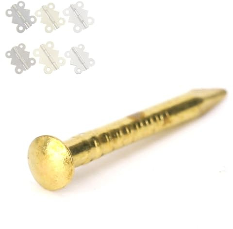 Generic Chiodo a Testa Tonda in Ottone Massiccio, Cerniera per Mobili, Accessori Hardware, Chiodo in Ottone, Lavorazione Eccellente per Mobili Domestici, 100 Pezzi (15 mm di lunghezza)