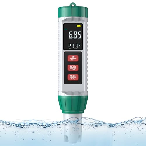 Shiptree pH-Messgerät (± 0,01), 5-in-1 Hochpräziser pH/TDS/EC/Salinität/Thermometer, Swimmingpool pH Tester mit hintergrundbeleuchtetem LED-Display und Temperaturkompensation,für Trinkwasser/Pool