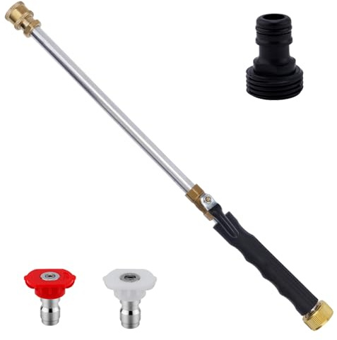 Fukaisu Lancia Idropulitrice ad Alta Pressione, Lancia Acqua ad Alta Potenza con 2 Ugelli Connettore Parti Accessori Idropulitrice per Lavaggio Giardino Prato Auto Animali Domestici e Case (Nero)