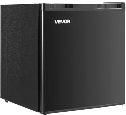 VEVOR Mini Fridge with Freezer, 1.6 Cu.Ft Compact Refrigerator w/Micron Freezer Zone, 7-Modes Adjust Temp, Energy Efficient Small Fridges, Reversible Door, Low Noise, for Bedroom Dorm Office, Black