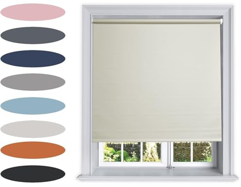 Lister Cartwright Blackout Plain Roller Blinds (Beige, 90W x 160H cm) | UV Protection, Insulated Trimmable Window Blind, Easy Fit, Child Safe for Home Bed Room,Living Room & Office