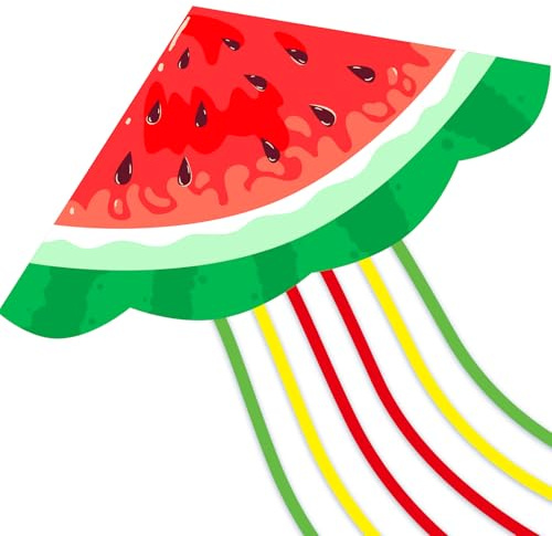 Watermelon Kite 55 x 28 ，Easy to Fly for Kids & Adults,Best Choice for Beginner, Each Kite with Handle, Line & Accessories,Perfect for Beach & Family Outdoor Activities