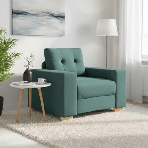 Runheo mörkgrön sofffåtölj, 100 % polyestertyg, 60 cm sittbredd, 110 kg bärkraft, bekväm relaxsoffa för vardagsrum, sovrum, modern design