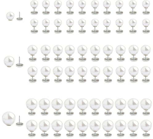 SHAOWENCB 60 pärlemorfärgade tryckknappar - sömlösa avtagbara knappar för skjortklänning (14 mm, 12 mm, 10 mm) - elegant och återanvändbart reparationssats.