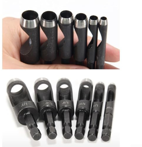 Herramienta perforadora hueca de acero al carbono compatible con taladros eléctricos para perforaciones de cuero, plástico, goma, vinilo y material de juntas (1#)