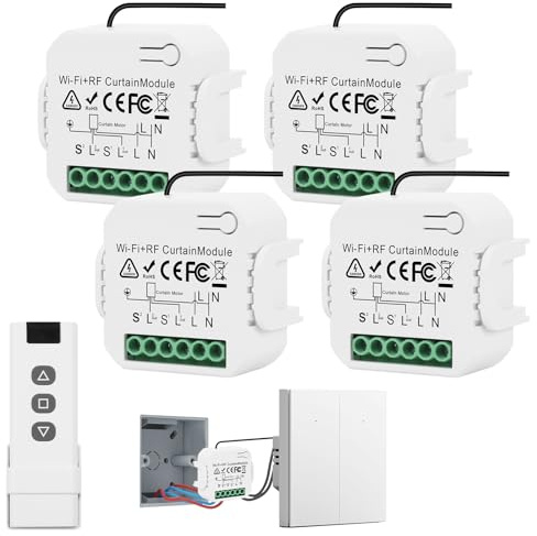 Smart Wlan-rullgardinsswitch, 2,4 G, Wlan, smart hemrullgardinskontroll med RF-fjärrkontroll, kompatibel med Smart Life, Tuya, Alexa och Google, timer/röststyrning, app-styrning (4)