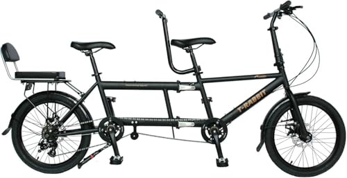 Kcolic Bicicleta Tándem Plegable 20 Pulgadas, Bicicleta Plegable para Tres Personas, Fabricada Acero Alto Carbono, Resistente La Corrosión Y Duradera. Black,20in
