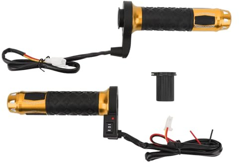 JUANQIAPAS Empuñadura calefactable para Motocicleta, 1 par, 3 temperaturas de Engranaje, Antideslizante, aleación de Aluminio ABS, 22mm, Manillar calefactable, 12V (Oro)