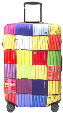 Periea Luggage Covers for Suitcases – Suitcase Cover – Premium Elasticated Material – Small, Medium, Large or Extra Large (Large, Colourful Squares)