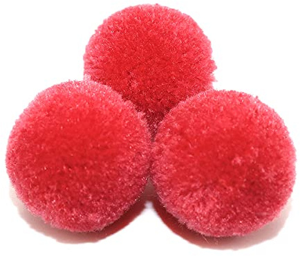 Duories Pompon per fai da te, 50 palline colorate da 20 mm, pompon per artigianato, pompon per Pasqua, Natale, pompon colorati per fai da te, decorazione da tavolo di compleanno, rosso