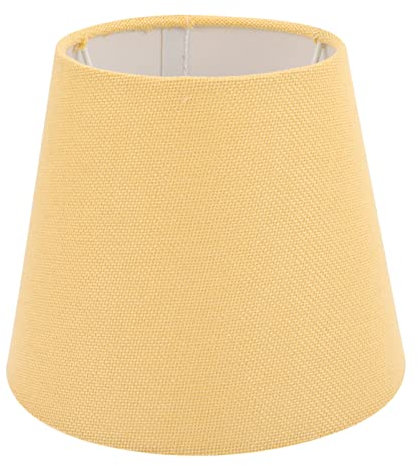 Mobestech Kleiner Lampenschirm E14 Fass Stoff Lampenschirm Vintage Stoff Lampenschirm Schutz Lampenabdeckung Ersatz für Tischlampe Kronleuchter Wandlampe Kandelaber Birnen Kerze Gelb