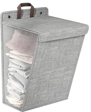 Cesto Per La Biancheria da Appendere al Muro, Cesti Per La Biancheria da Parete Pieghevoli Cesto Per La Biancheria da Appendere Cesto Per Armadio Pensile Portatile Per Armadio(Medium-Grigio)