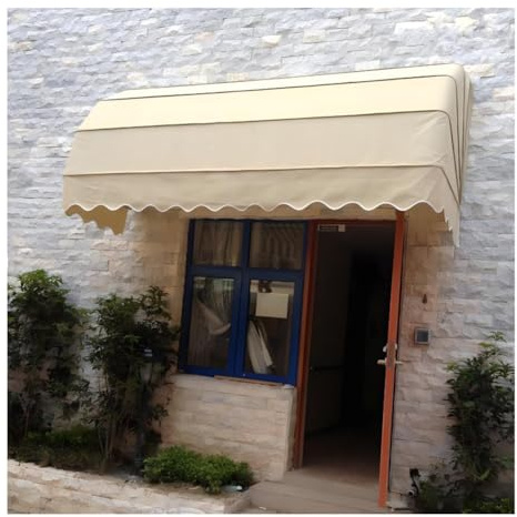 French Curved Retractable Awning, Outdoor Foldable Sunshade Shelter UV Rain Snow Protection Outdoor Garden Windows Telescopic Canopy Decoration Coffee Clothing Shop ( Color : Beige , Size : 150x60x60c