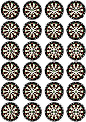 24 x PRECUT Edible Dart board Cupcake Fairy Cake Wafer Decoration Toppers Dartboard