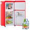 Merax Retro-Kühlschrank mit Gefrierfach, 60 Litern Volumen und 22 Litern Gefrierraum, LED-Licht, Zwei Fächer, 120 kWh/Jahr, Erhältlich in Rot