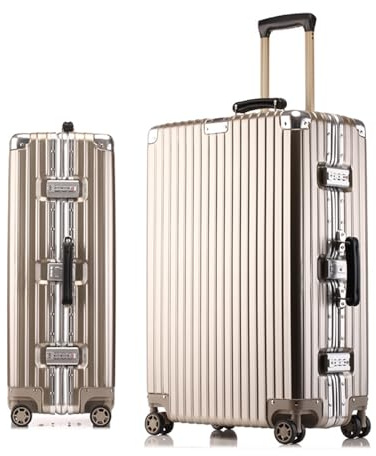 Meoky Large Suitcases with Wheels Rolling Suitcase Aluminum Frame Luggage Hard Shell Suitcase Carry-On Luggage TSA Approved,Gold,29IN